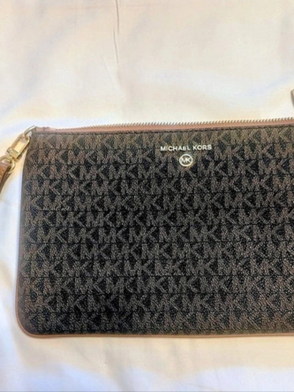 Michael Kors Jet Set Large Signature Logo Wristlet Black & Brown